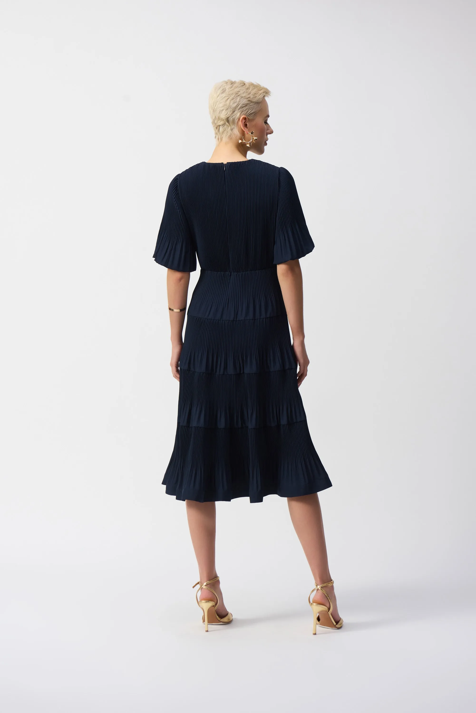 Joseph Ribkoff - 251905 Pleated Puff Sleeve Dress