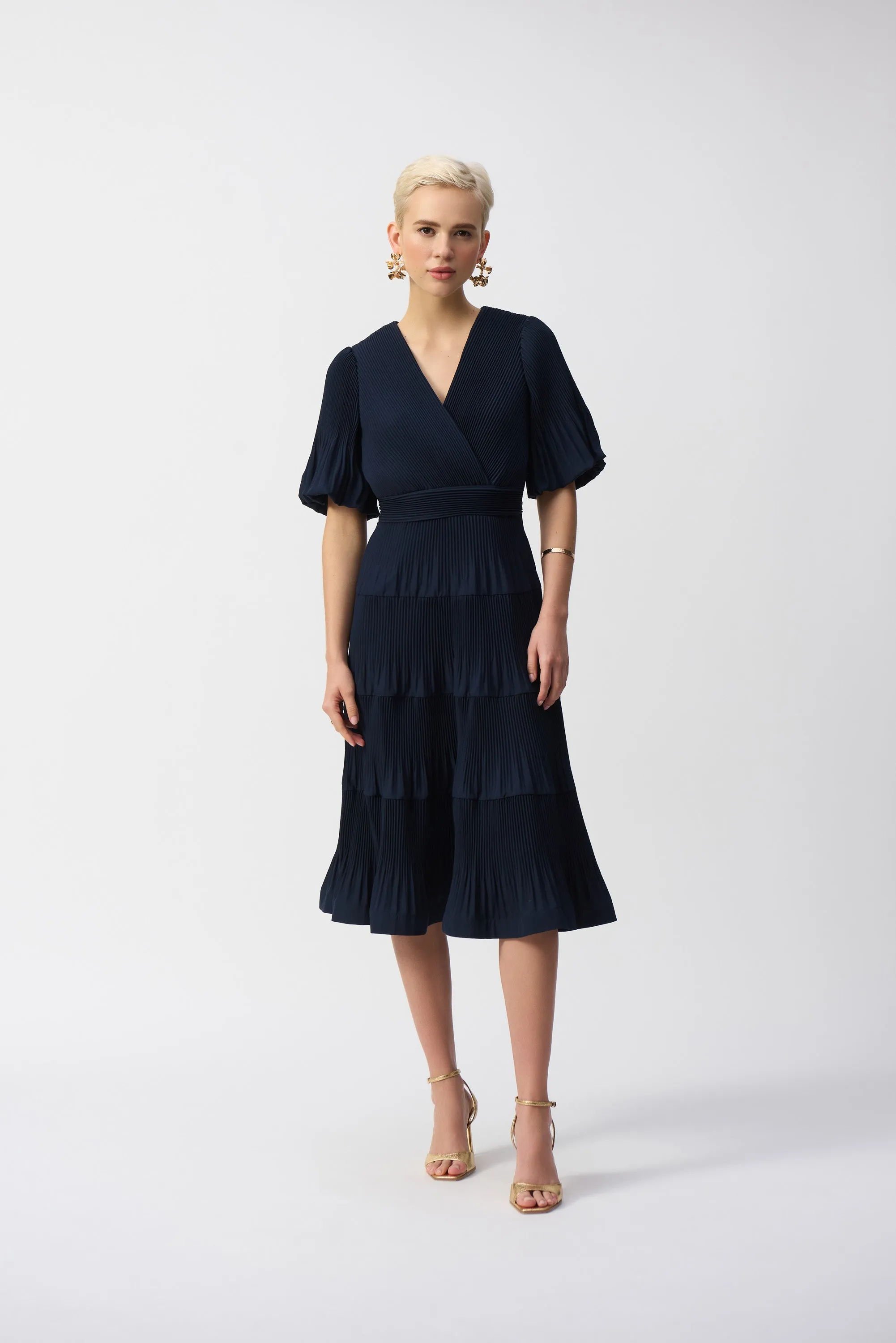 Joseph Ribkoff - 251905 Pleated Puff Sleeve Dress