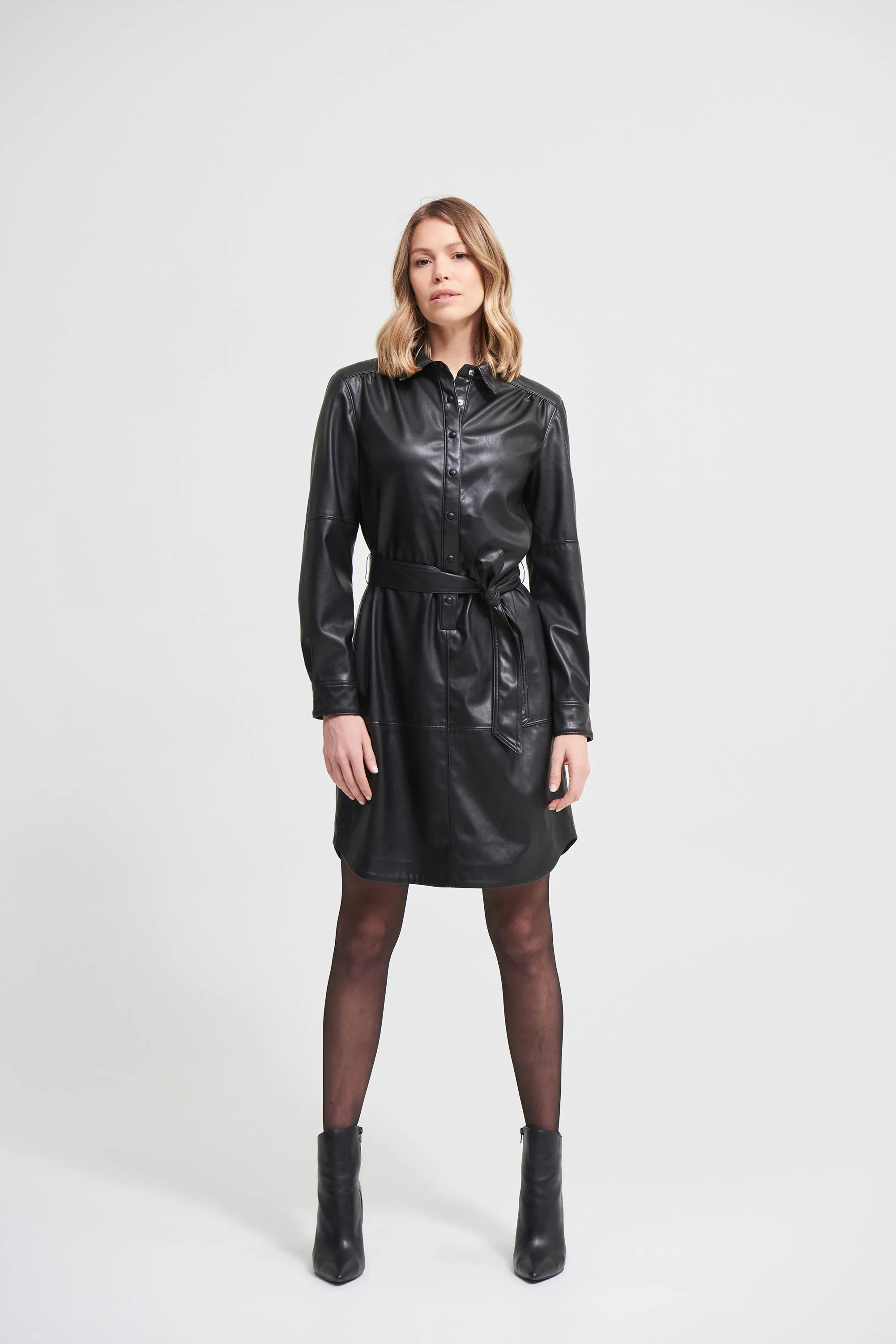 Joseph Ribkoff Faux Leather Shirt Dress
