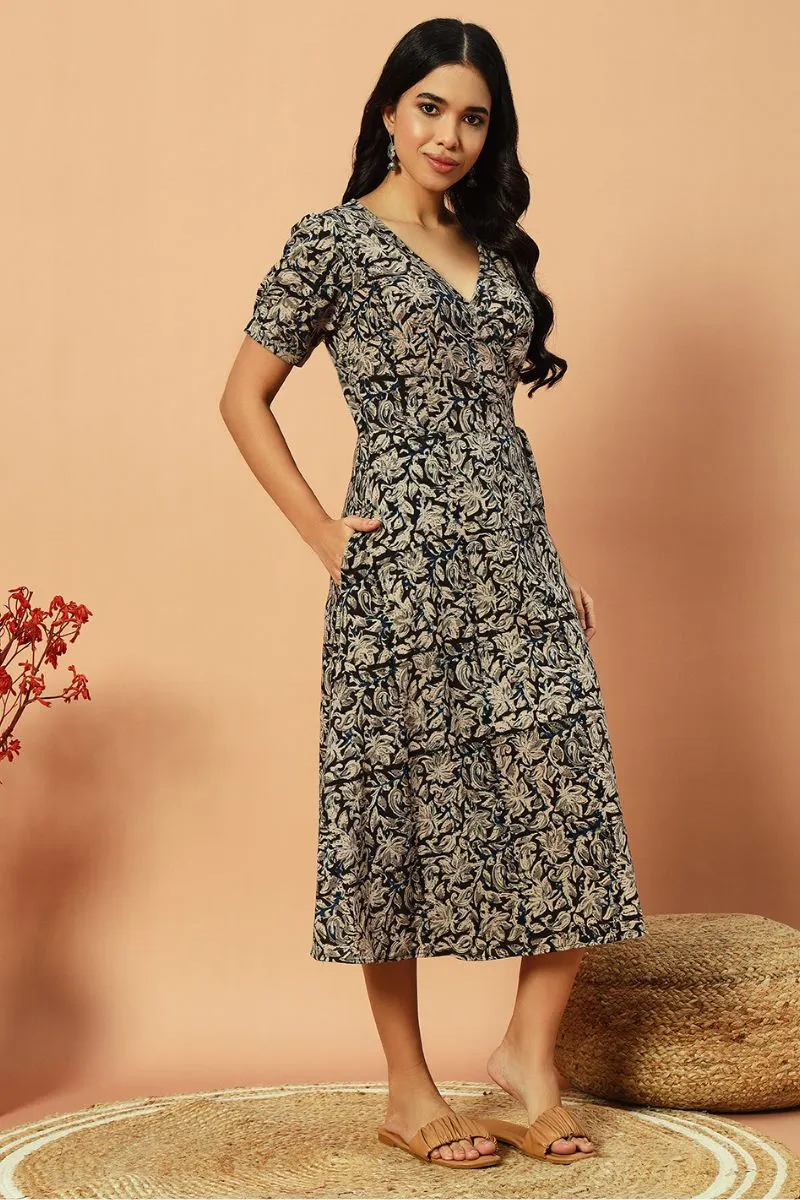 Kalamkari Block Print Wrap Dress