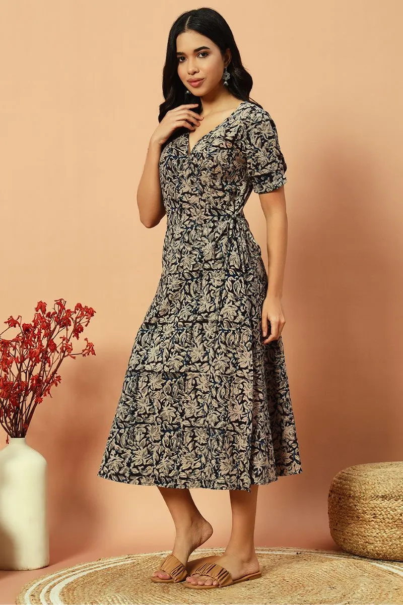 Kalamkari Block Print Wrap Dress