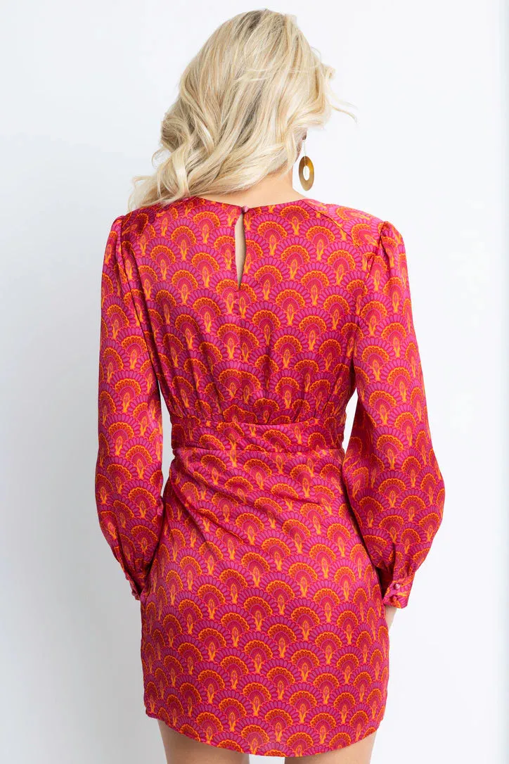 Karlie Vintage Fan Wrap Dress