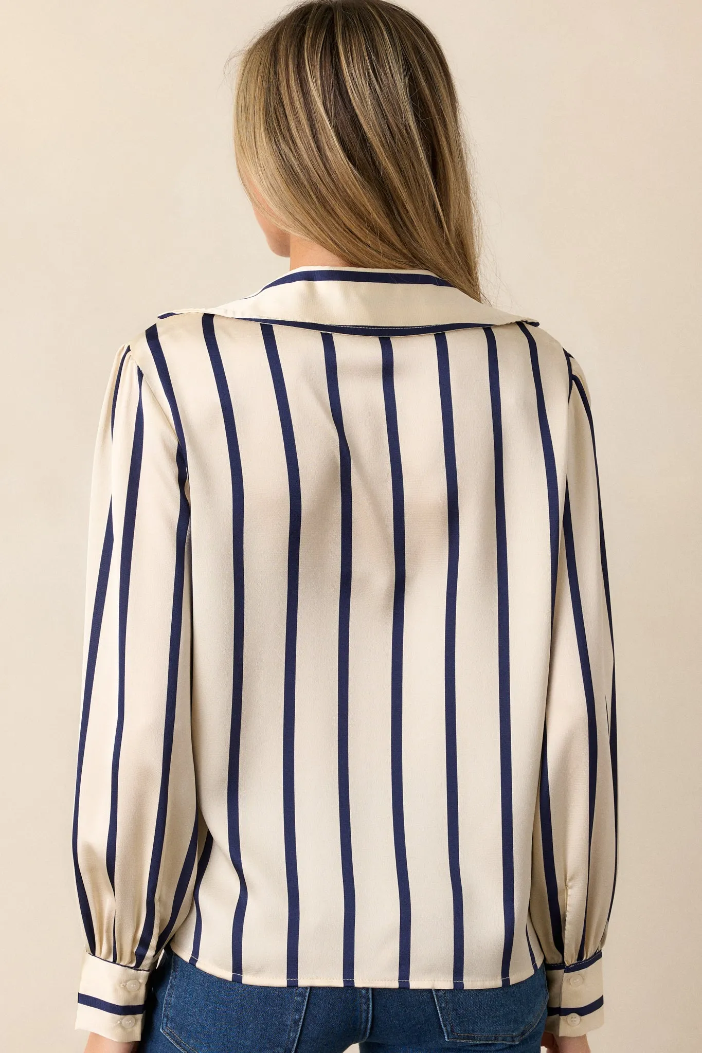 Keep It Going Ivory Stripe Wrap Blouse
