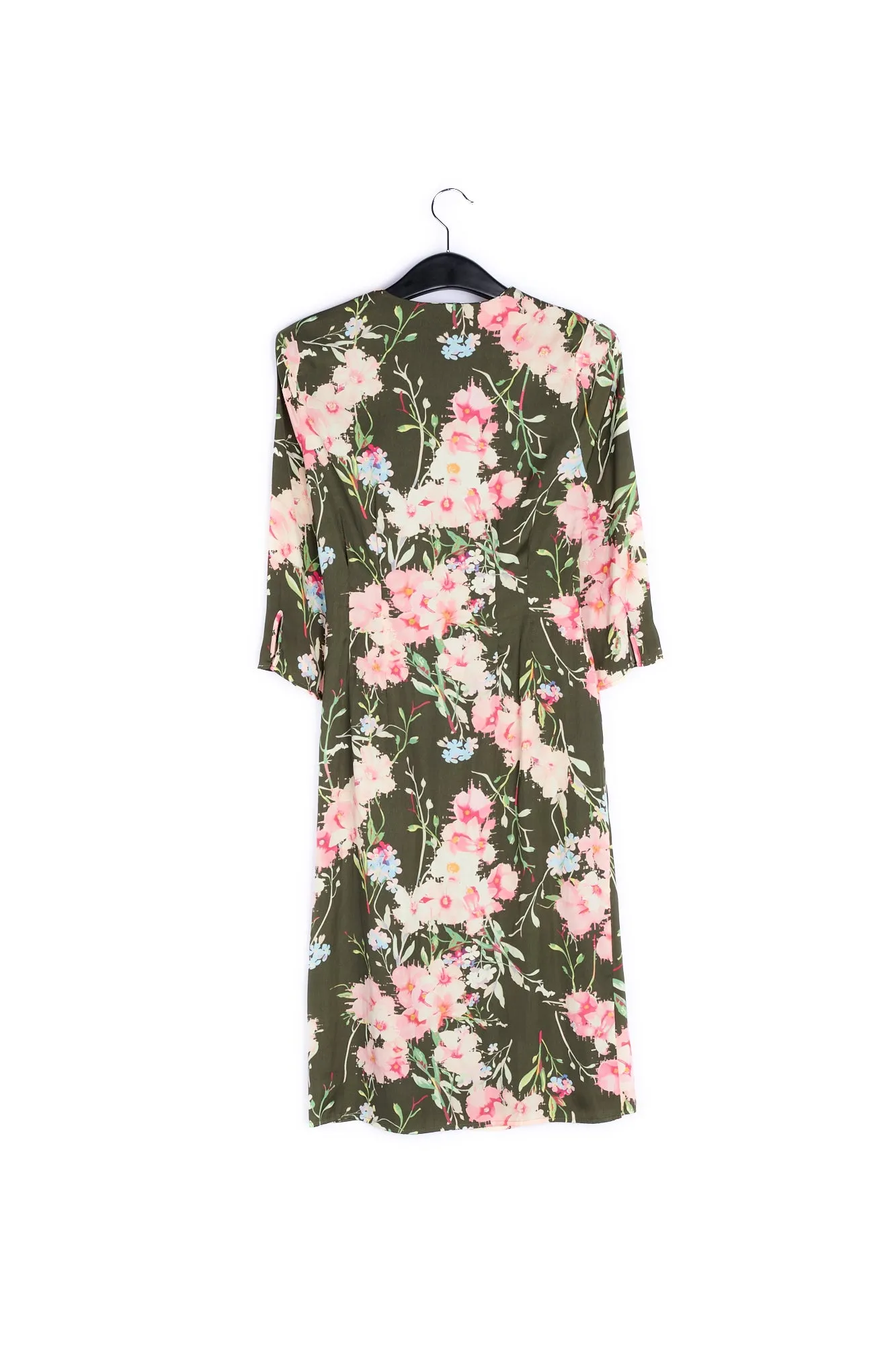 Khaki floral wrap dress