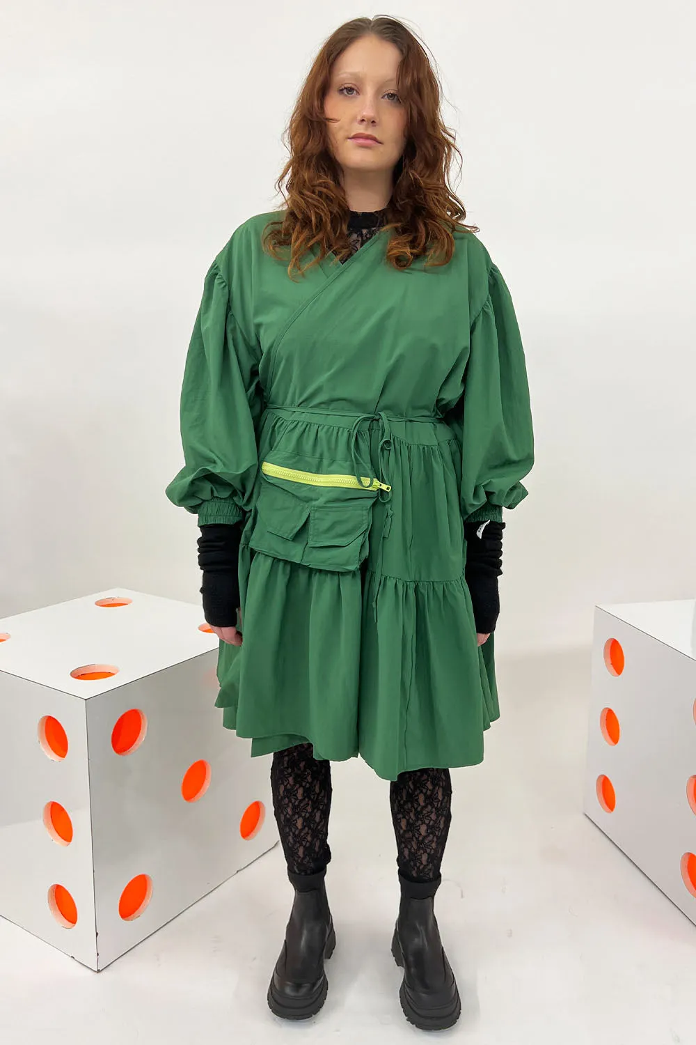 KkCo - Utility Wrap Dress: Algae