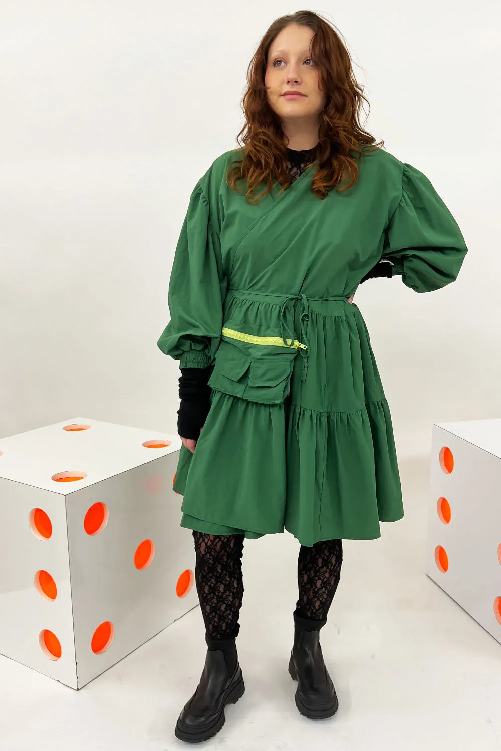 KkCo - Utility Wrap Dress: Algae