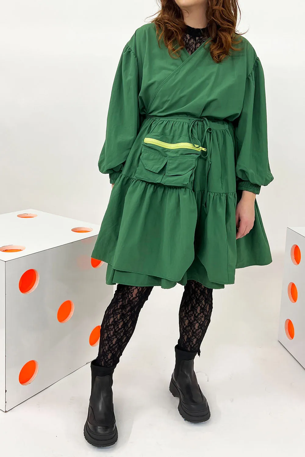 KkCo - Utility Wrap Dress: Algae