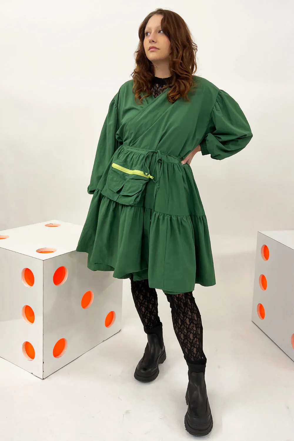 KkCo - Utility Wrap Dress: Algae