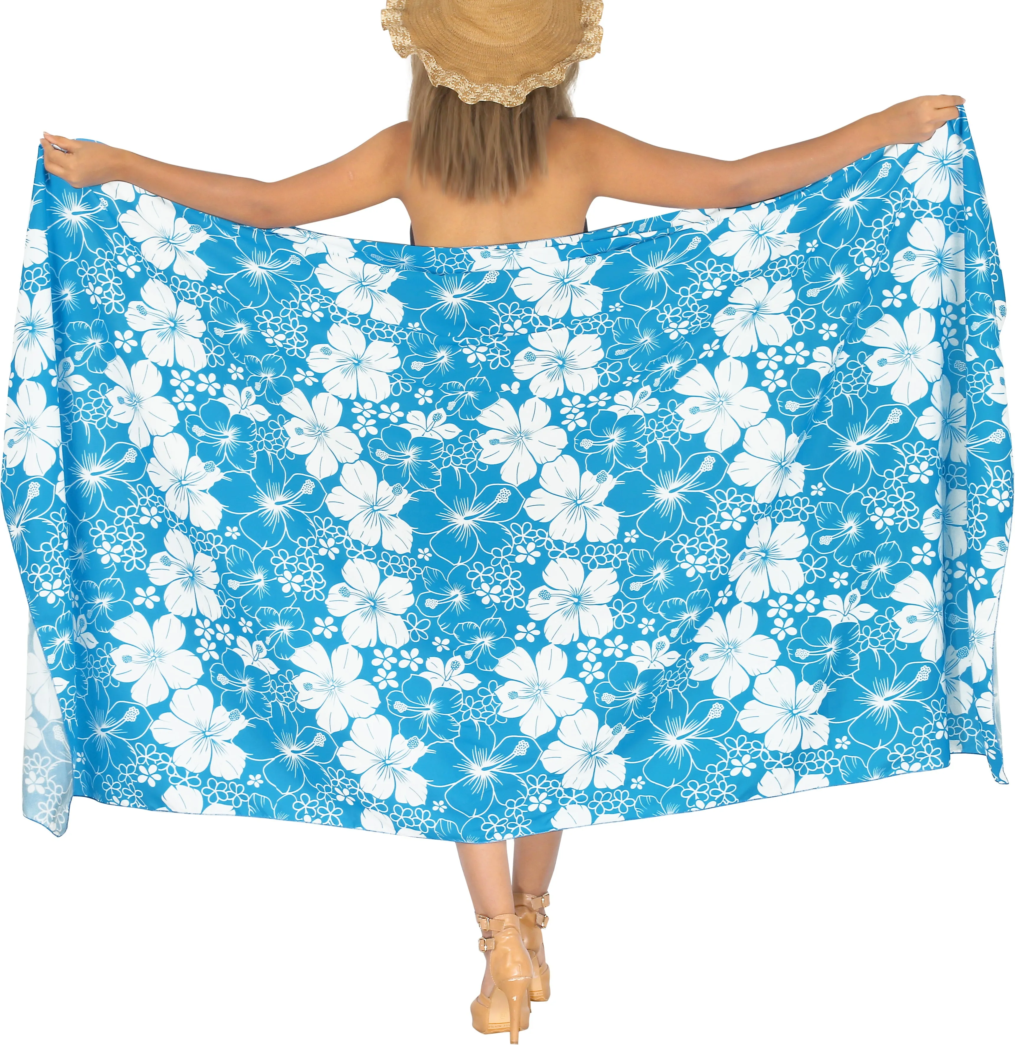 LA LEELA Women's Summer Flower Print Long Sarong Pareo Beach Wrap Swim Wear Cover Up