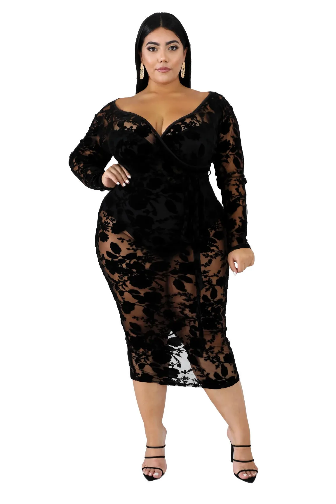 Lace Plus Size Black Dress