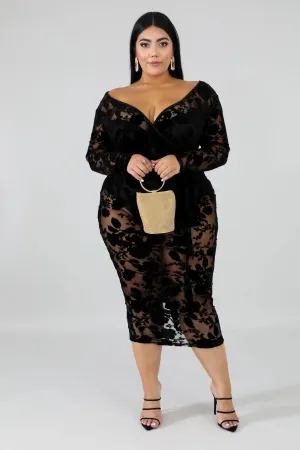 Lace Plus Size Black Dress