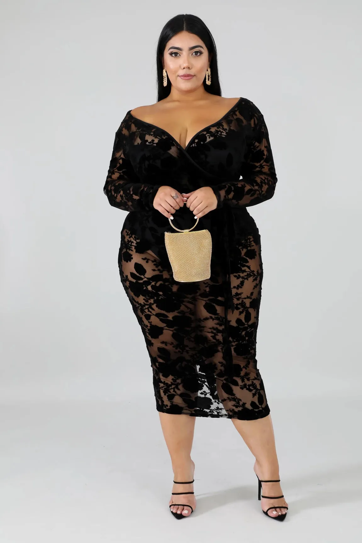 Lace Plus Size Black Dress