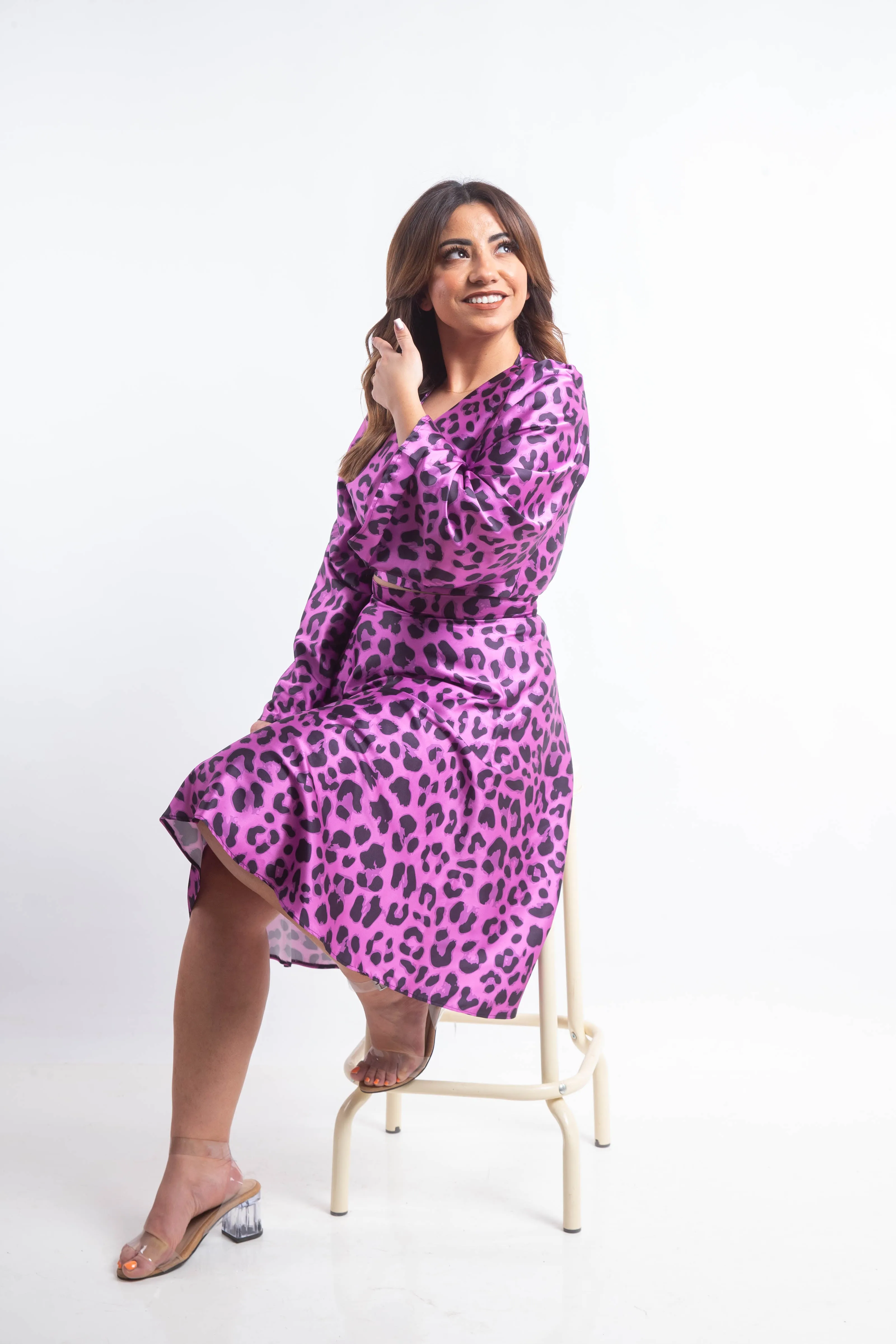 Latina Wrap Silk Dress - Purple