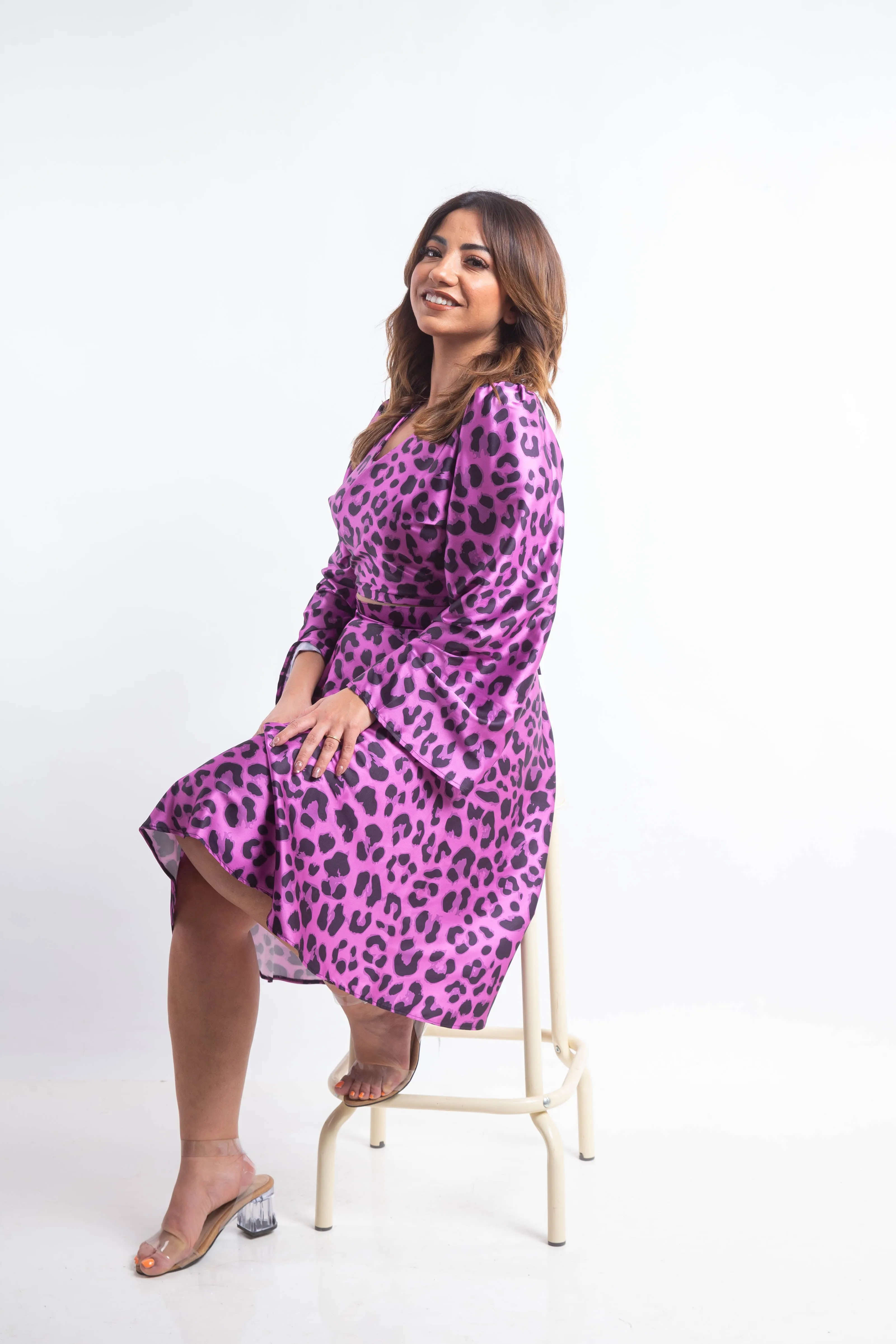 Latina Wrap Silk Dress - Purple