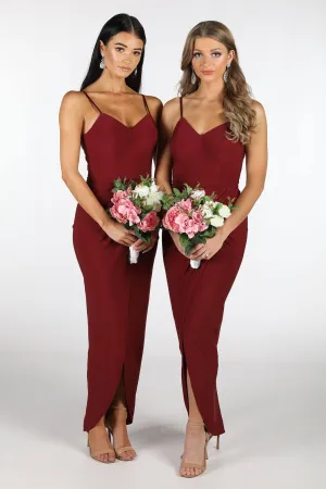 Leah Faux Wrap Dress - Wine
