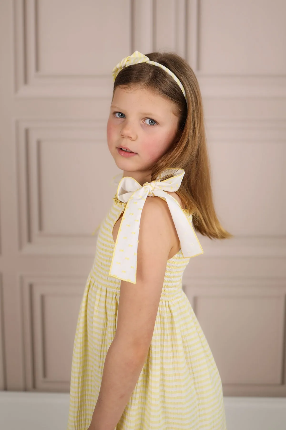 Lemon & White Seersucker Dress (2Y - 7Y)
