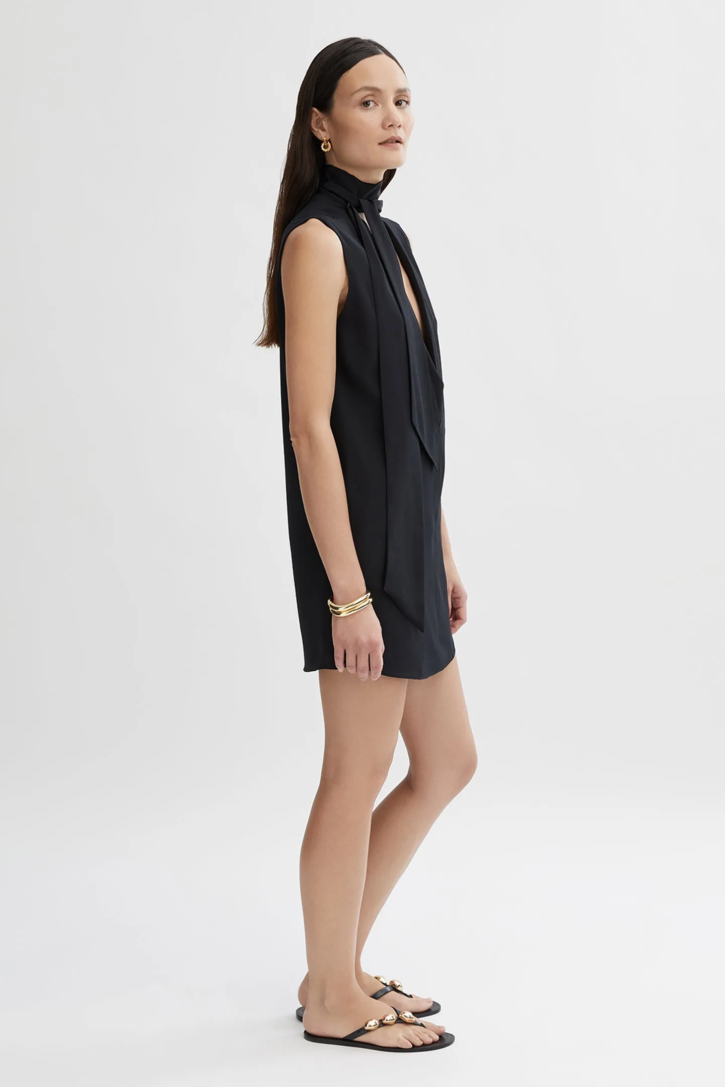 LEONIE SILK TIE MINI DRESS