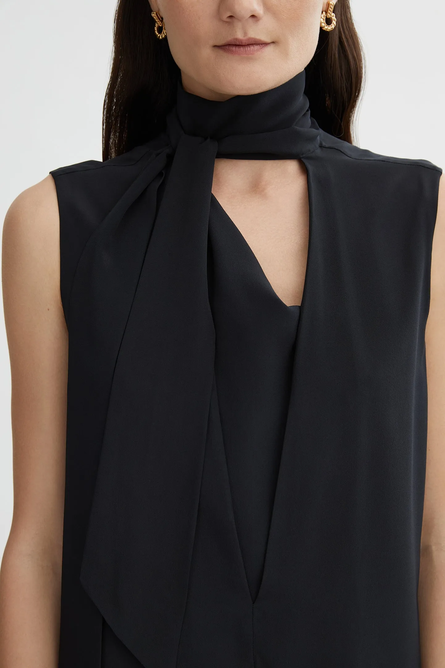 LEONIE SILK TIE MINI DRESS
