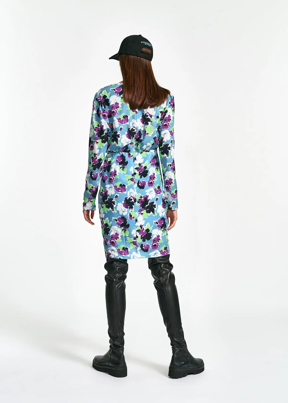 Light blue floral mini wrap dress