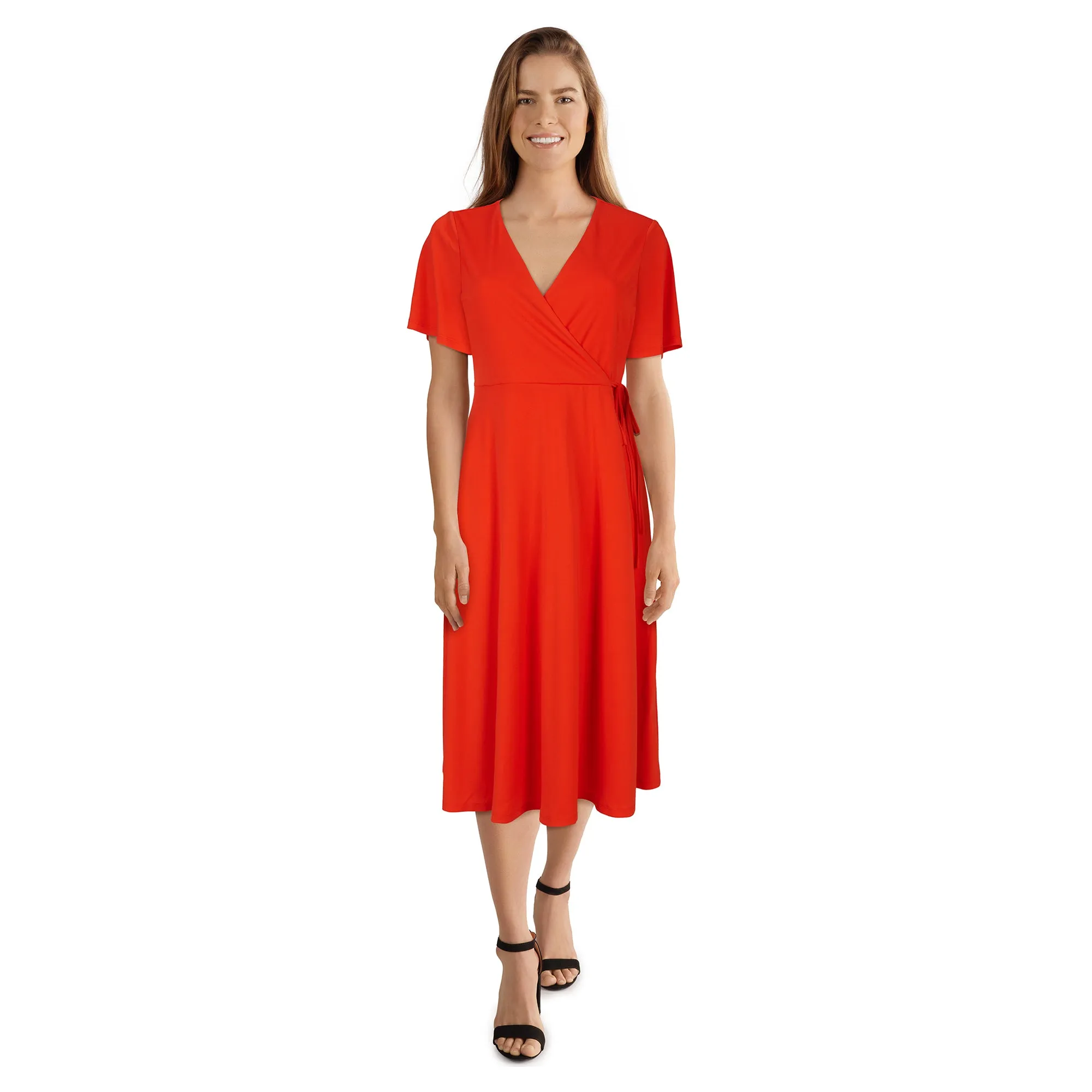 lily morgan Women's Tropical Solid Wrap Dress