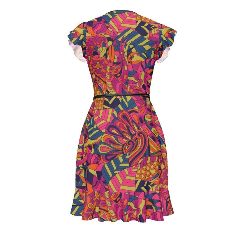 Lina Flounce Wrap Dress