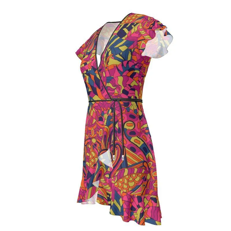 Lina Flounce Wrap Dress