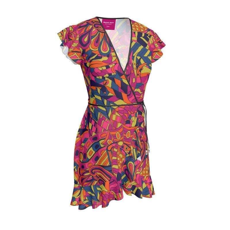 Lina Flounce Wrap Dress
