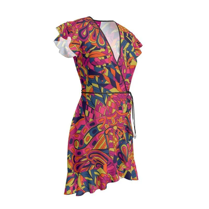Lina Flounce Wrap Dress