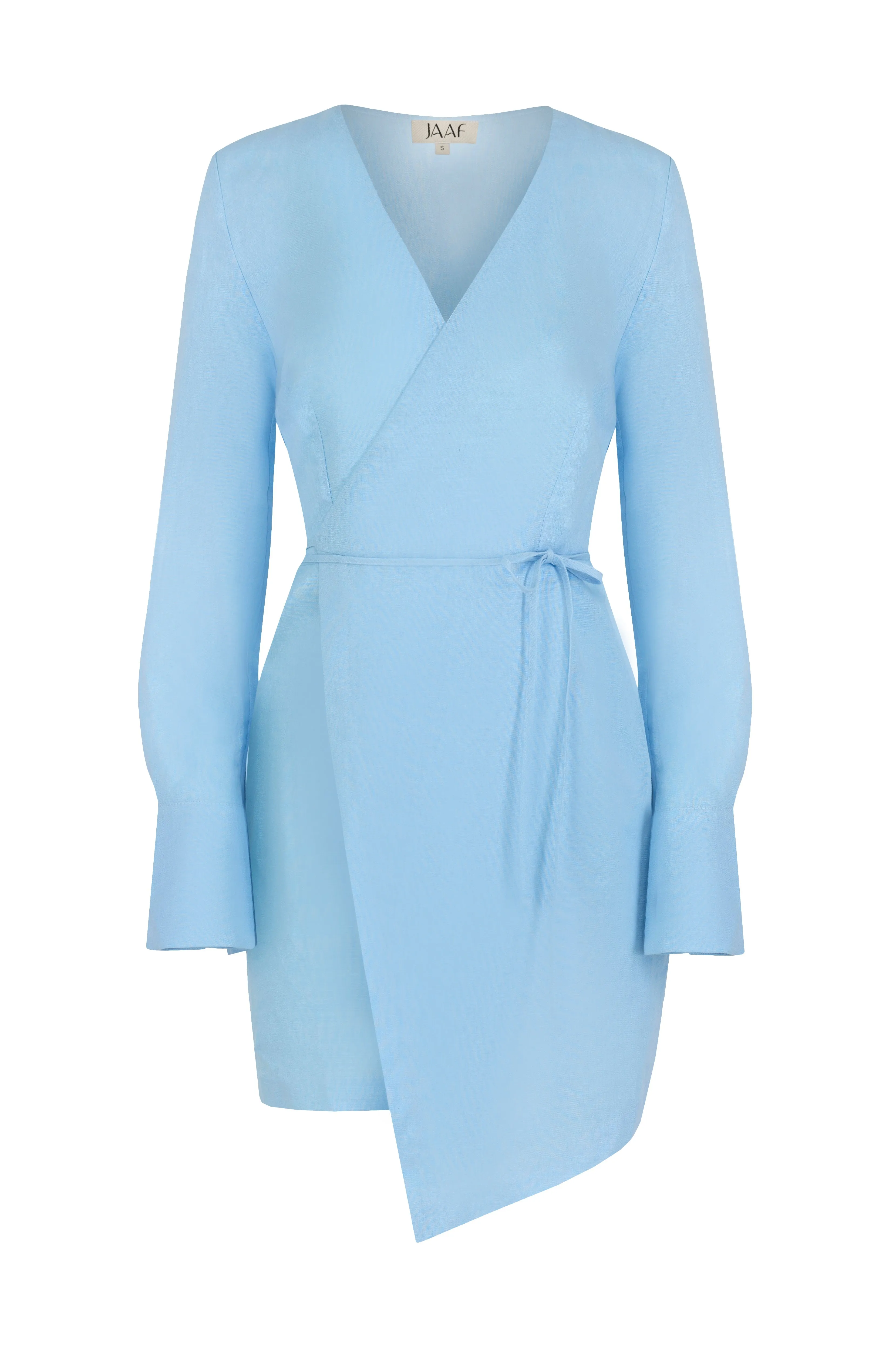 Linen-blend wrap dress in Light Blue