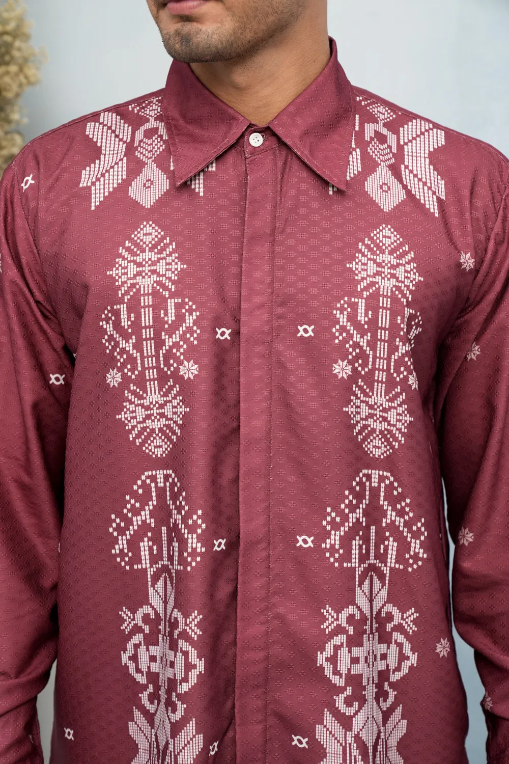 Lingga Long Shirt Men (Minor) Merah Biram