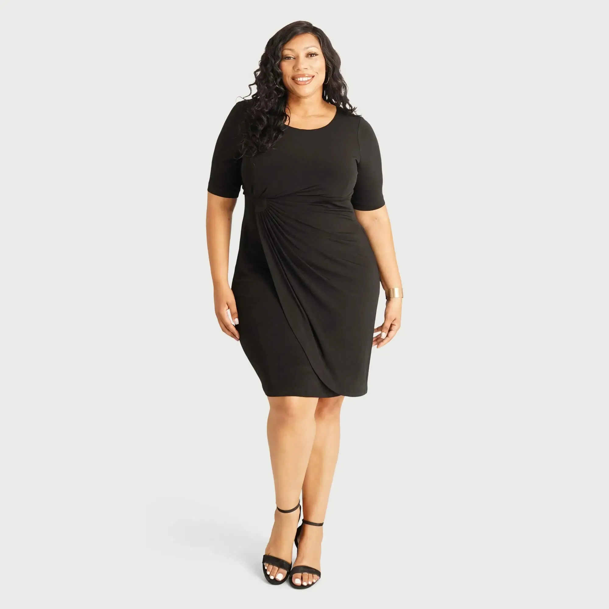 Lisa Black Faux Wrap Dress