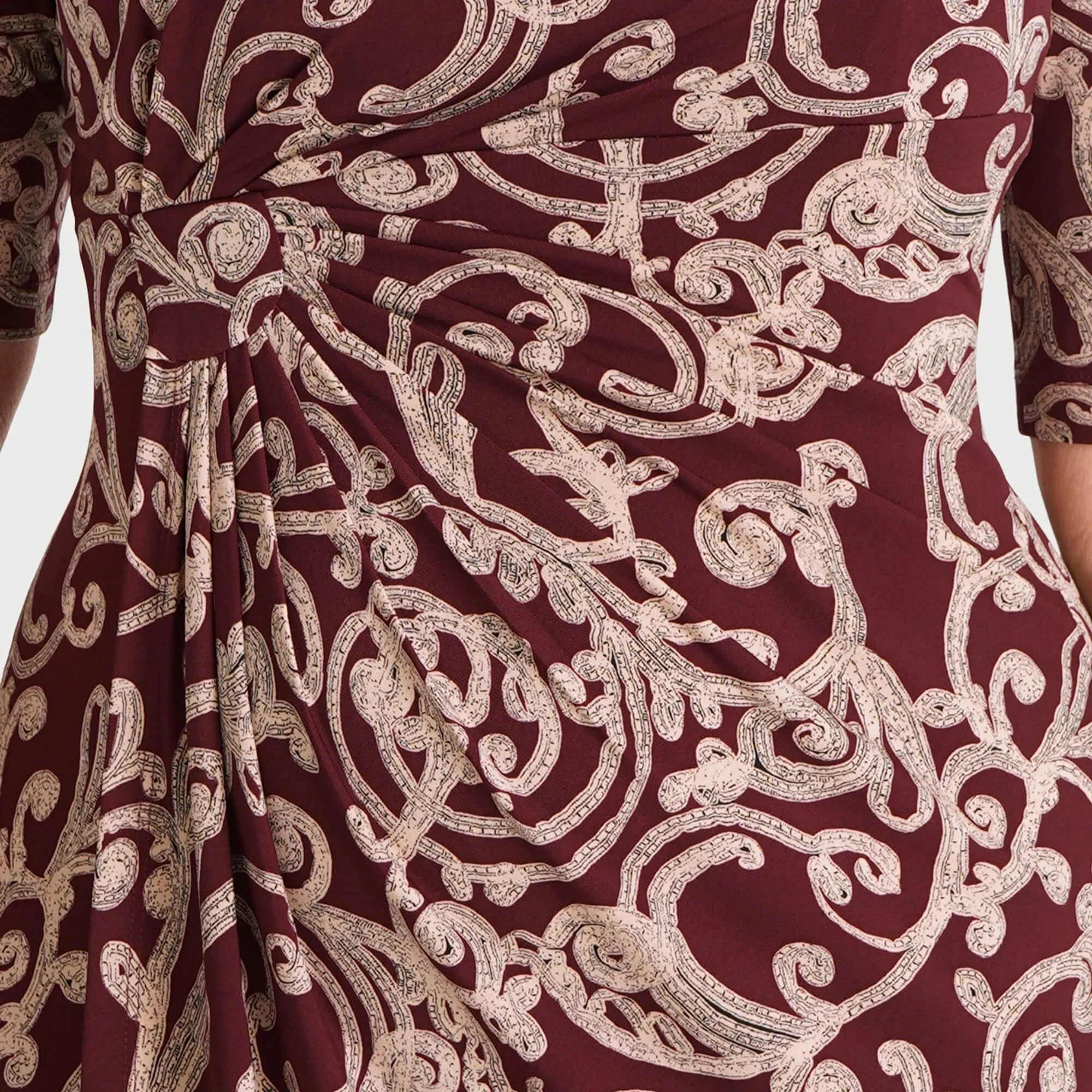 Lisa Wine Faux Wrap Dress