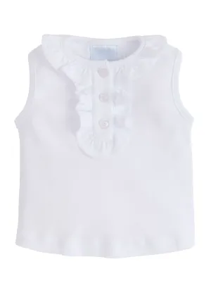 Little English Ruffled Henley - White