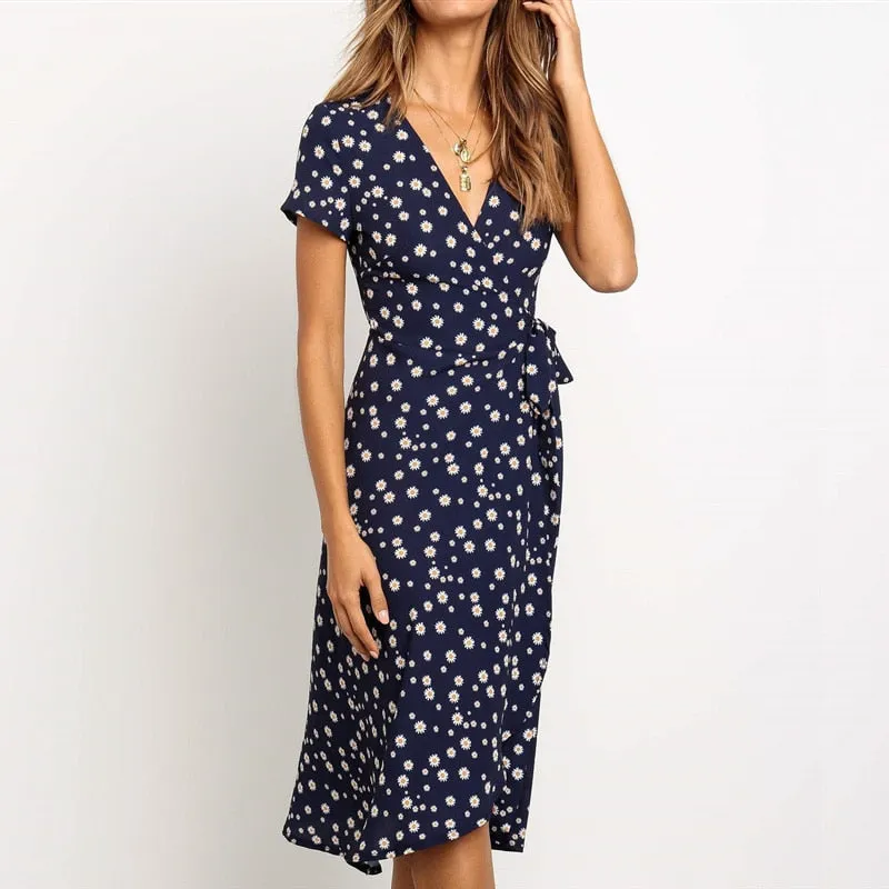 Long Dress Print Boho Wrap Beach