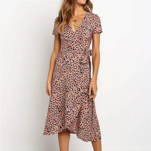 Long Dress Print Boho Wrap Beach