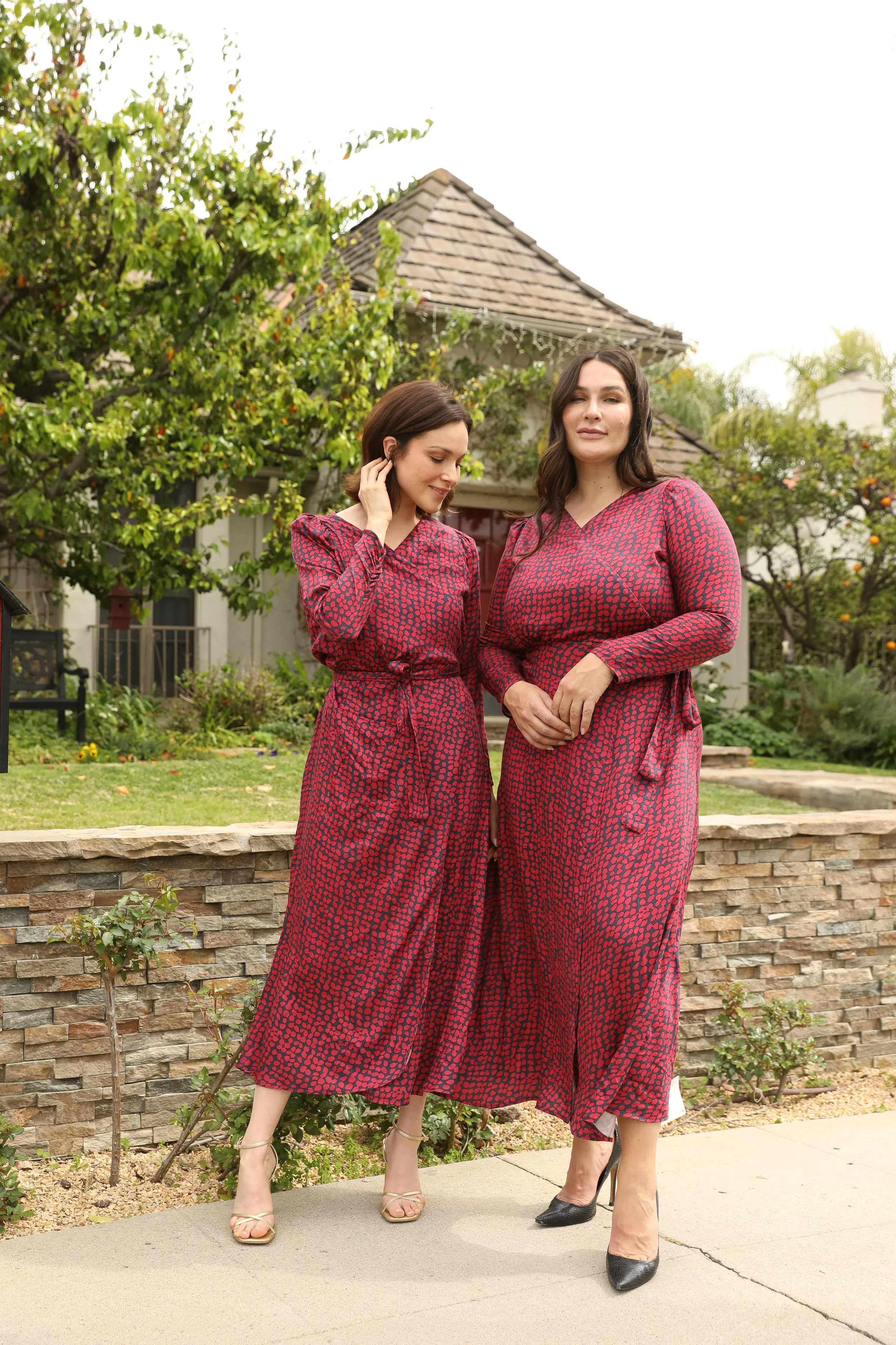 Long Sleeve Printed Wrap Dress