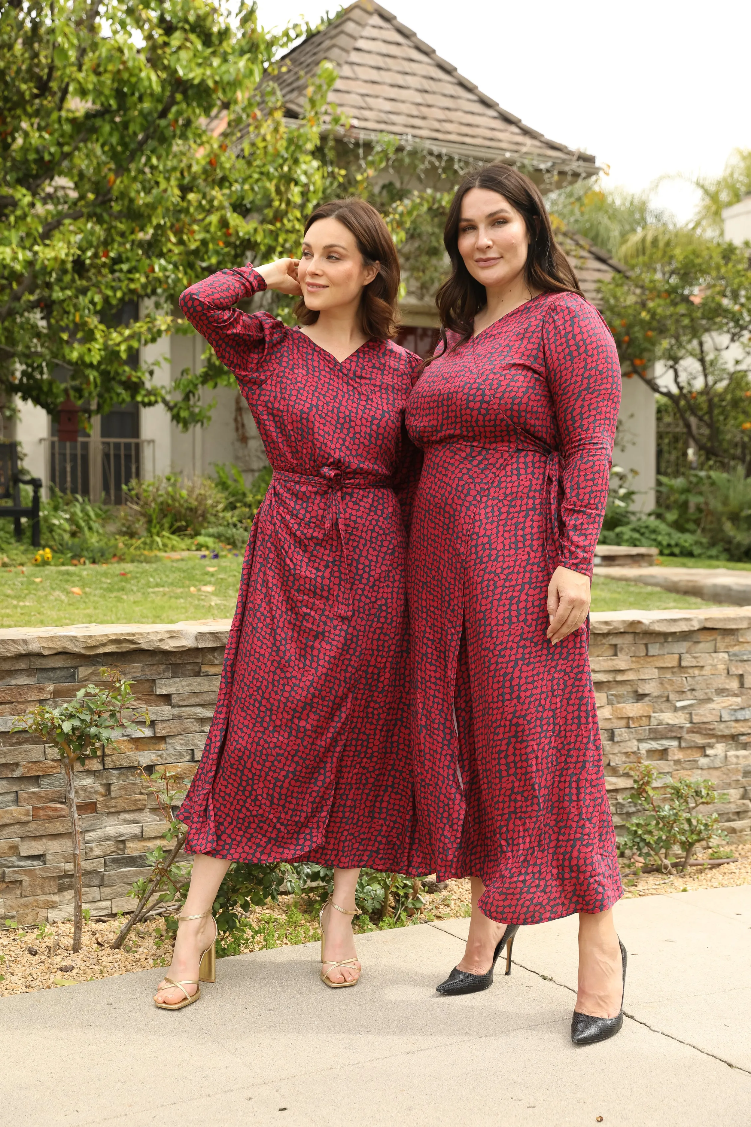 Long Sleeve Printed Wrap Dress
