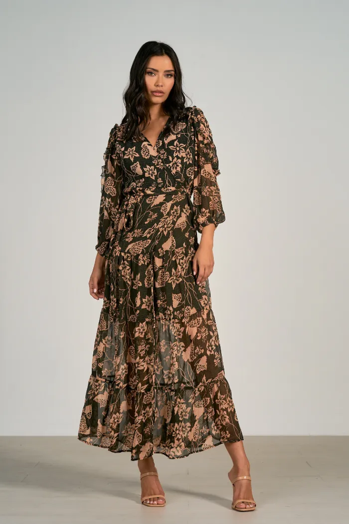 Long Sleeve Wrap Maxi Dress