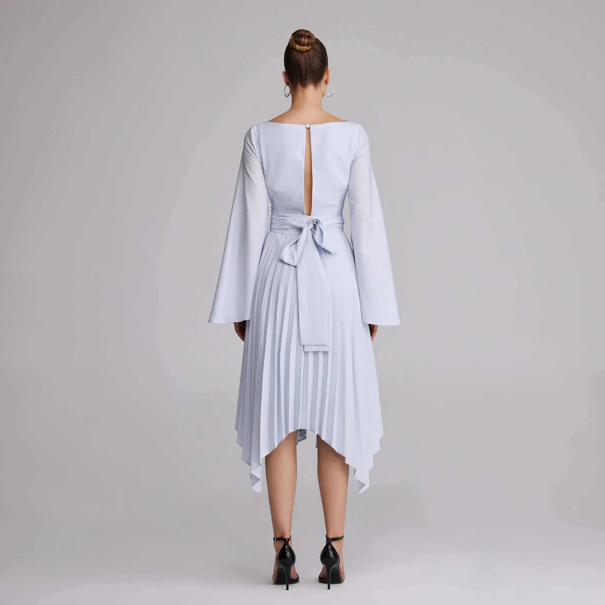 Long Sleeve Wrap Midi Dress