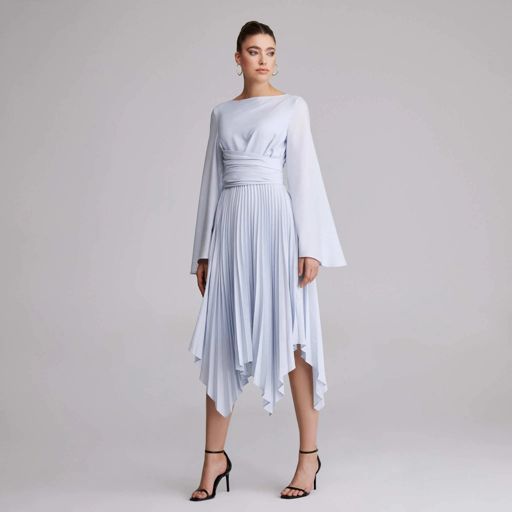 Long Sleeve Wrap Midi Dress