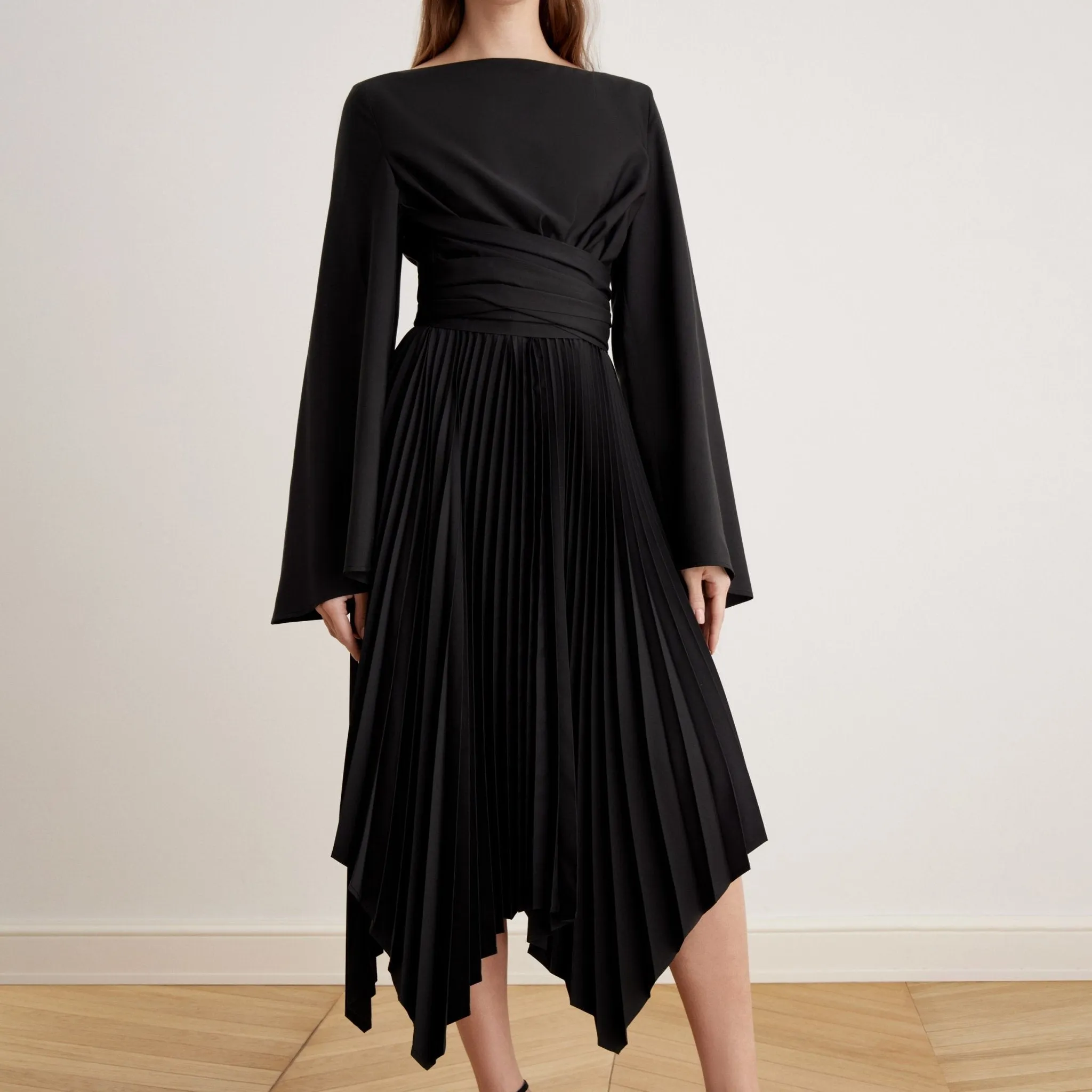 Long Sleeve Wrap Midi Dress