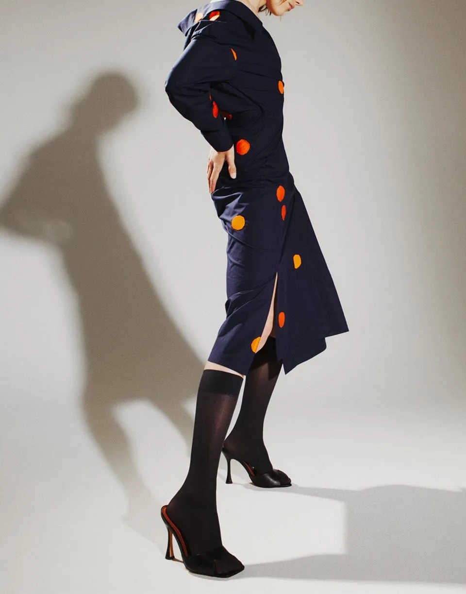Long Sleeve Wrap Style Open Neck Dress