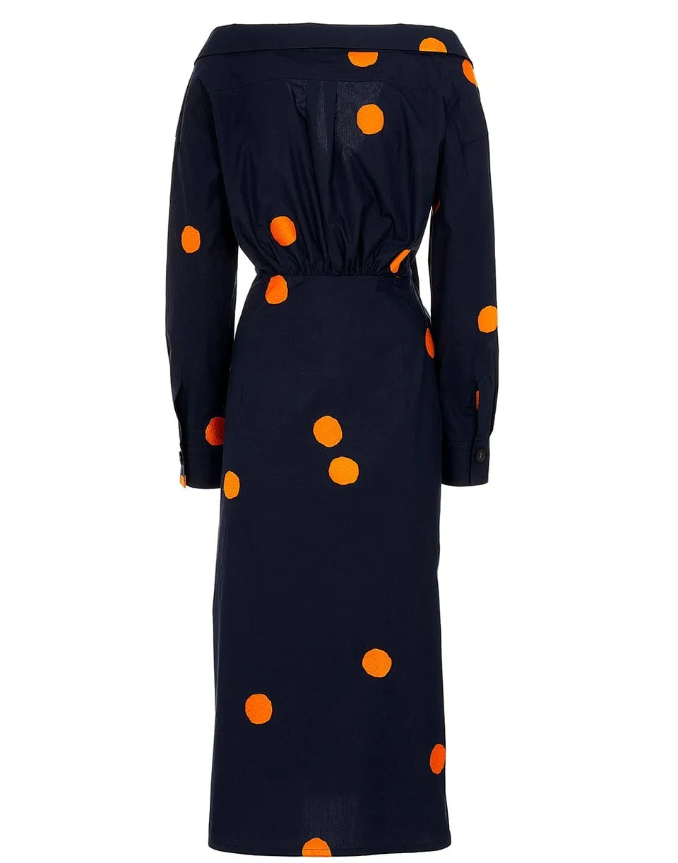 Long Sleeve Wrap Style Open Neck Dress