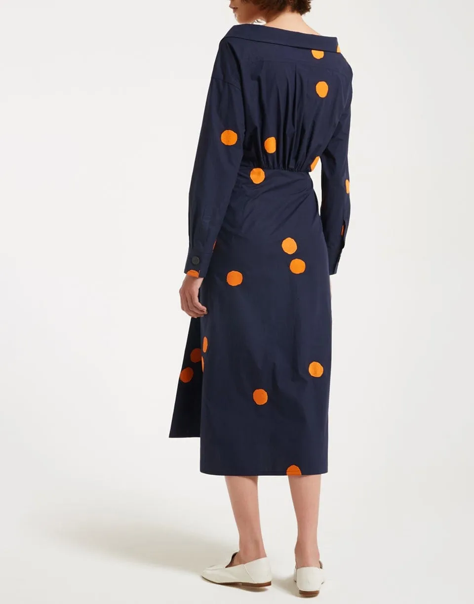 Long Sleeve Wrap Style Open Neck Dress