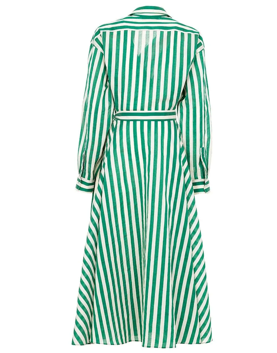 Long Sleeve Wrap Style Striped Dress