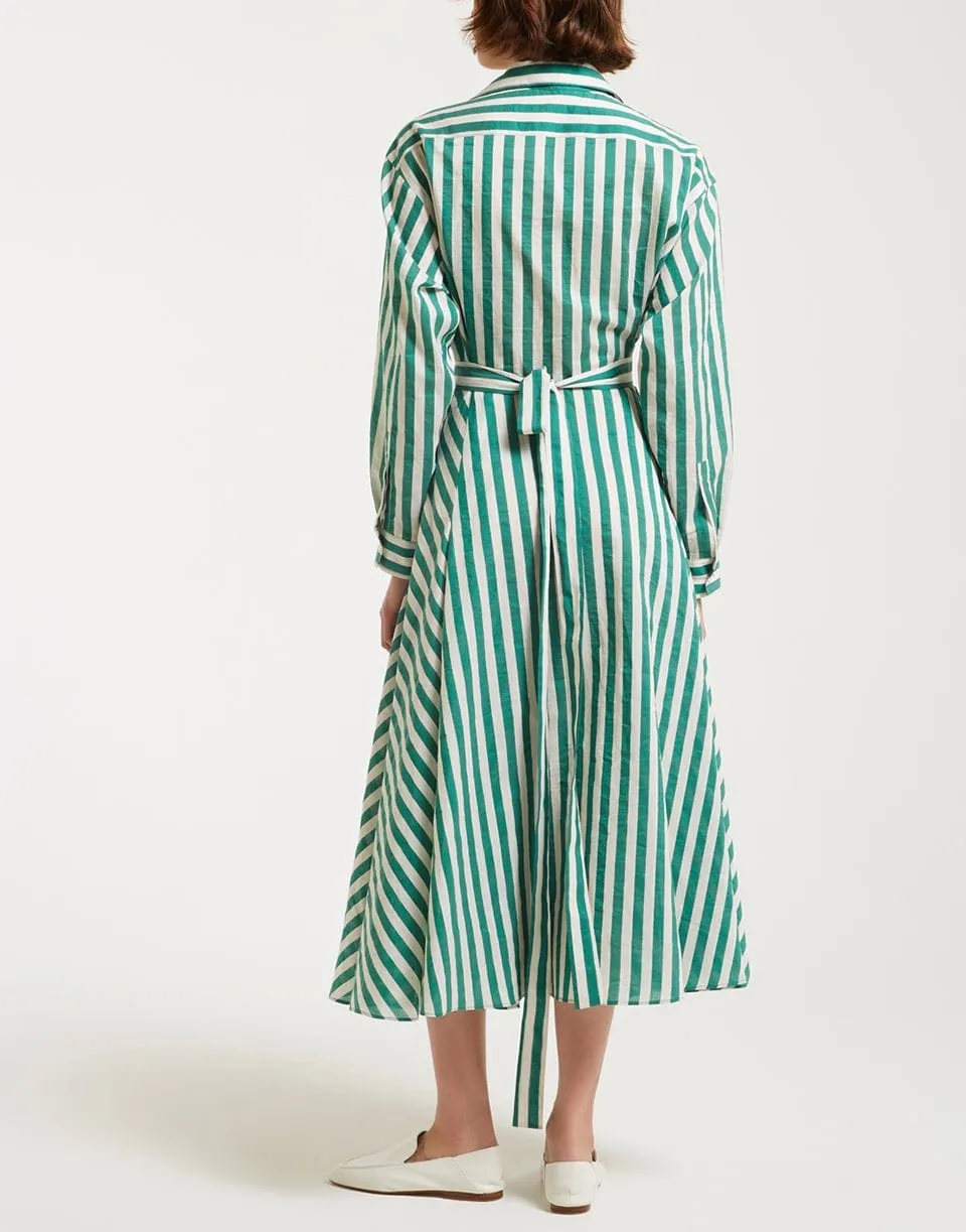 Long Sleeve Wrap Style Striped Dress