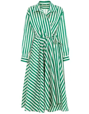 Long Sleeve Wrap Style Striped Dress