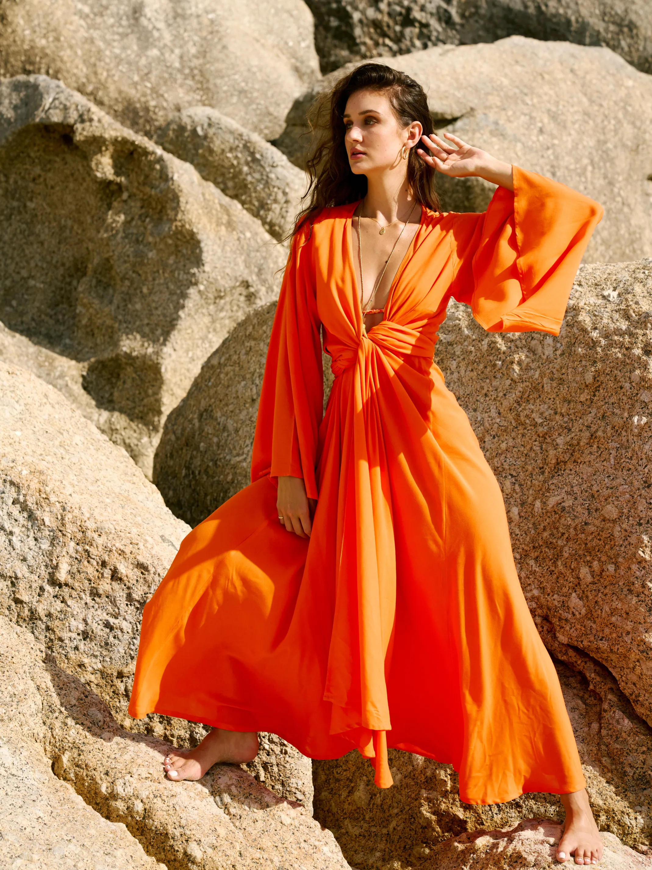 Long Wrap Dress - Saffron