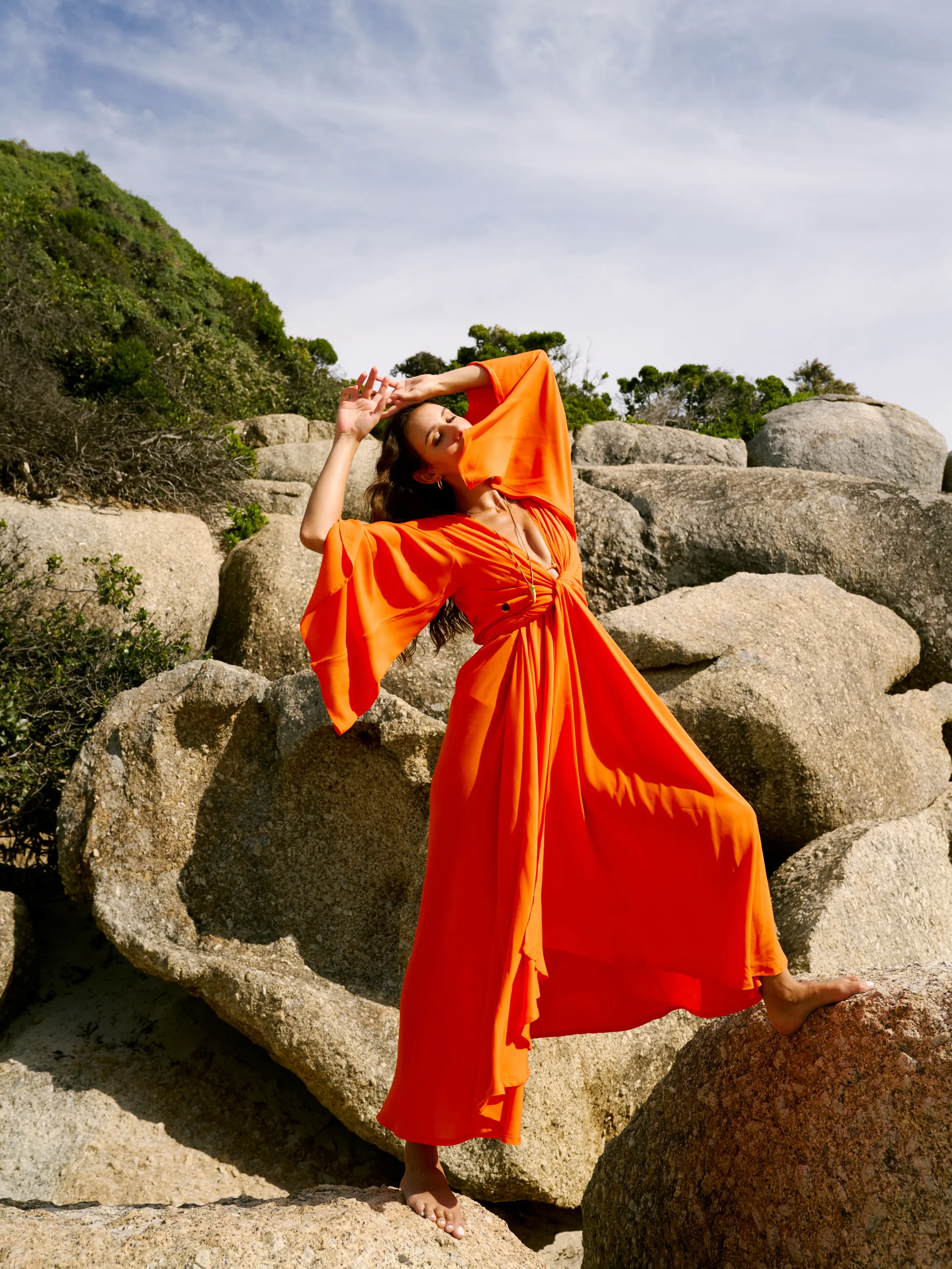 Long Wrap Dress - Saffron