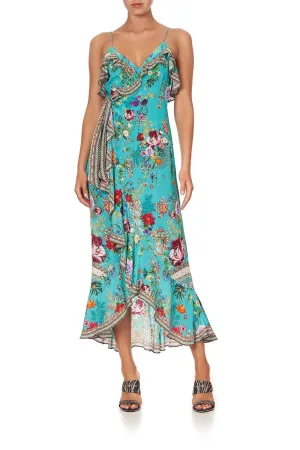 LONG WRAP DRESS WITH FRILL A SONNET FOR SATINE